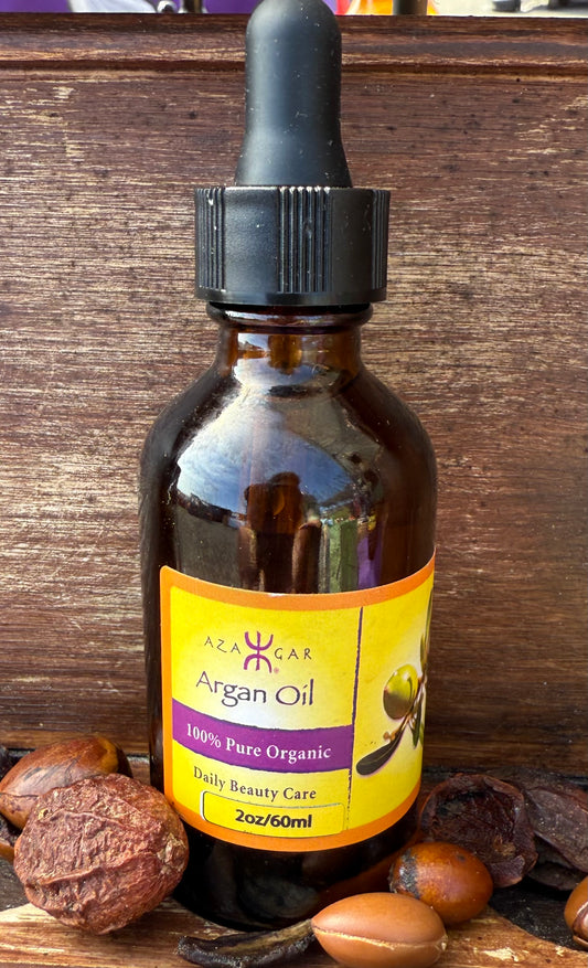 100% HAND PRESSED ORGANIC ARGAN OIL - 60 ML - 2OZ (DROPPER)